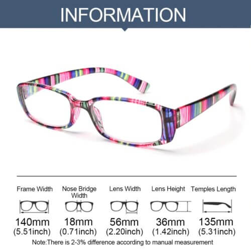 Lesebrille Rainbow light violett abmessungen